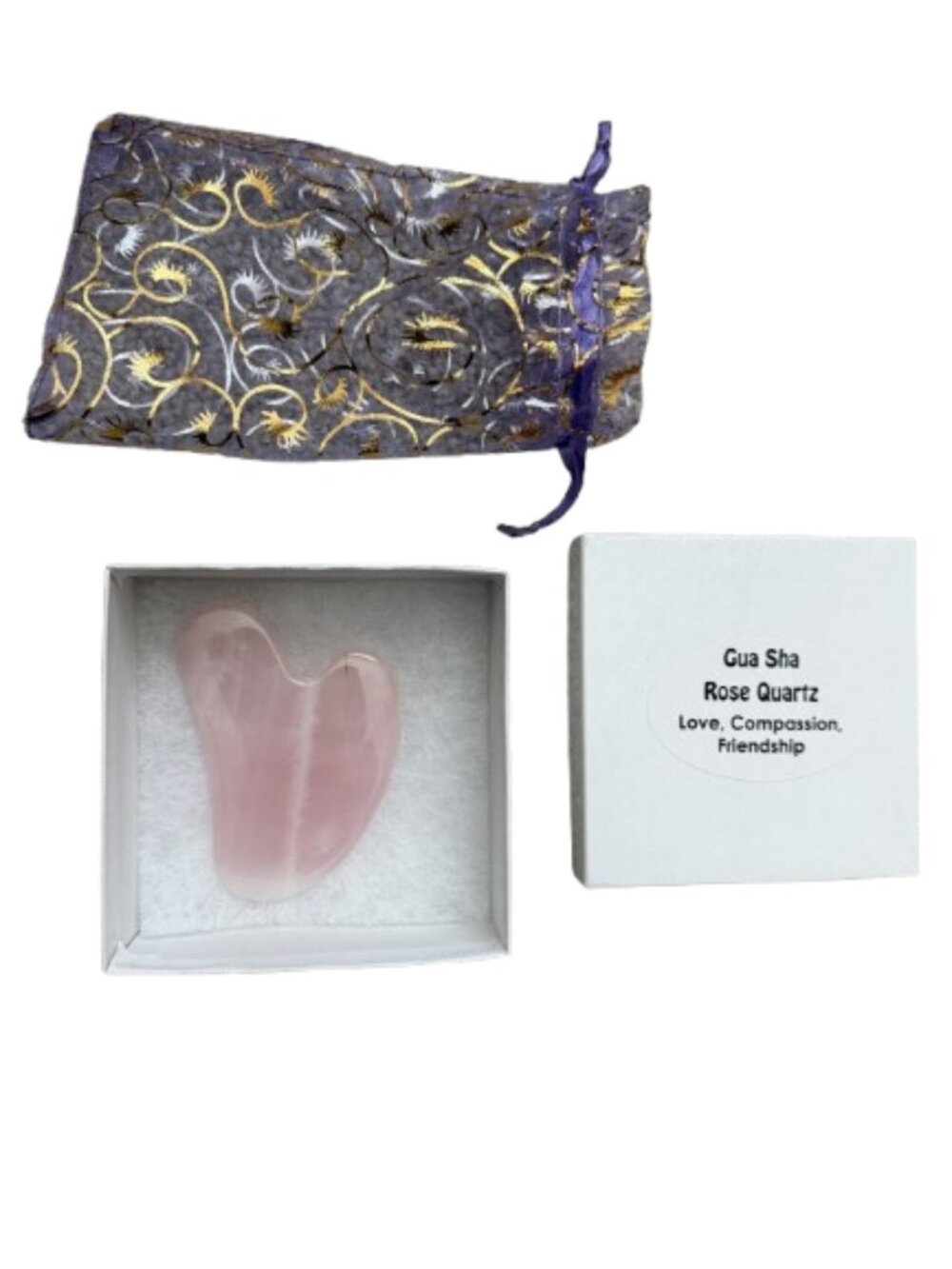 Rose Quartz Gua Sha Pink Heart Shaped Facial Tool NWT